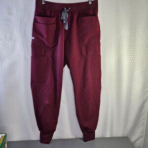 Figs Burgundy Jogger Scrub Pants With Drawstring Waist and pockets